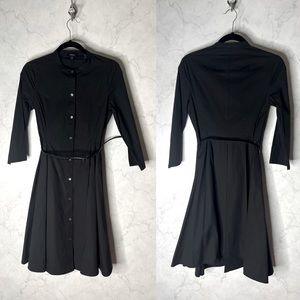 Theory black poplin cotton shirt dress